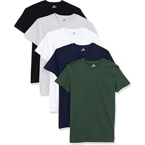 Lower East Basic Short Sleeved Men's T-Shirt, Pack of 5, White/Black/Grey Melange/Dark Blue/Green, M Lower East Basic Short Sleeved Men's T-Shirt, Pack of 5, White/Black/Grey Melange/Dark Blue/Green, M