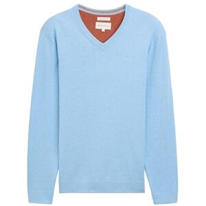 TOM TAILOR Men's 1039811 Knitted V-Neck Sweater, 37092-Sky Blue Dark Melange, XL TOM TAILOR Men's 1039811 Knitted V-Neck Sweater, 37092-Sky Blue Dark Melange, XL