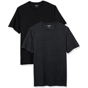 Amazon Essentials Men's Cotton Regular-Fit Short-Sleeve Crewneck T-Shirt, Pack of 2, Black/Charcoal Heather, S Amazon Essentials Men's Cotton Regular-Fit Short-Sleeve Crewneck T-Shirt, Pack of 2, Black/Charcoal Heather, S