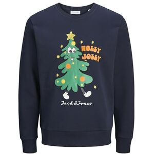 JACK & JONES Men's Jjxmas Jolly Sweat Crew Neck Sweatshirt, Sky Captain, M JACK & JONES Men's Jjxmas Jolly Sweat Crew Neck Sweatshirt, Sky Captain, M