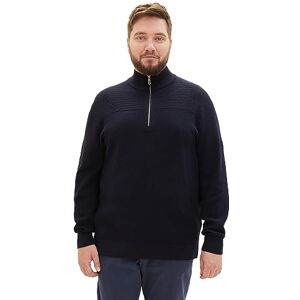 TOM TAILOR Men's Textured Knit Sweater with Troyer Collar, 13160-Knitted Navy Melange, 5XL TOM TAILOR Men's Textured Knit Sweater with Troyer Collar, 13160-Knitted Navy Melange, 5XL