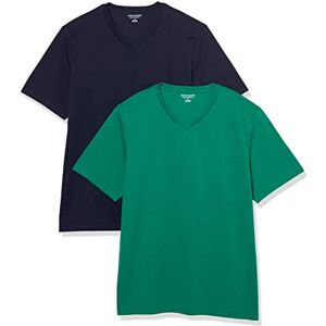 Amazon Essentials Men's T-Shirt Regular-Fit Short-Sleeve V-Neck (Available in Big & Tall), Pack of 2, Navy/Green, Large Amazon Essentials Men's T-Shirt Regular-Fit Short-Sleeve V-Neck (Available in Big & Tall), Pack of 2, Navy/Green, Large