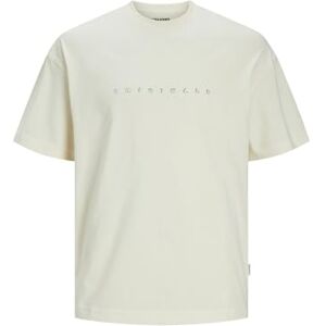 JACK & JONES Men's Joreaster Activity Tee SS Crew Neck T-Shirt, Buttercream/Print:org, M JACK & JONES Men's Joreaster Activity Tee SS Crew Neck T-Shirt, Buttercream/Print:org, M