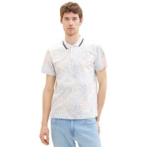 TOM TAILOR Men's 1036441 Polo Shirt with All-Over Print, 31837-Orange Colorful Leaf Design, L TOM TAILOR Men's 1036441 Polo Shirt with All-Over Print, 31837-Orange Colorful Leaf Design, L