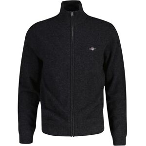 GANT Men's Extrafine Lambswool Zip Cardigan Sweater, Dk Charcoal Melange, L GANT Men's Extrafine Lambswool Zip Cardigan Sweater, Dk Charcoal Melange, L