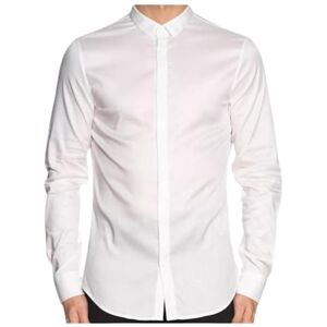 Armani Exchange Men's Long Sleeve Ultra Stretch Lyocell Button Down Shirt. Slim Fit, White, S Armani Exchange Men's Long Sleeve Ultra Stretch Lyocell Button Down Shirt. Slim Fit, White, S