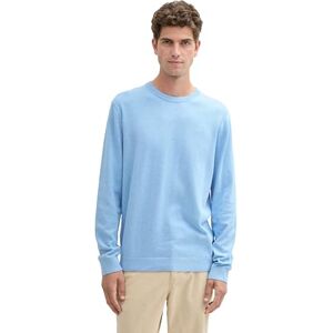TOM TAILOR Men's 1039810 Knitted Jumper with Crew Neck, 37092-Sky Blue Dark Melange, M TOM TAILOR Men's 1039810 Knitted Jumper with Crew Neck, 37092-Sky Blue Dark Melange, M