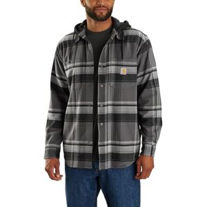 Carhartt 105938 Relaxed Fit Rugged Flex Flannel Fleece-Lined Hooded Shirt Jac BLACK M Carhartt 105938 Relaxed Fit Rugged Flex Flannel Fleece-Lined Hooded Shirt Jac BLACK M