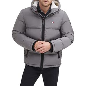 Tommy Hilfiger Men's Classic Hooded Puffer Jacket (Standard and Big & Tall) Down Alternative Outerwear Coat, Smoke Poly Tech, XXL Tommy Hilfiger Men's Classic Hooded Puffer Jacket (Standard and Big & Tall) Down Alternative Outerwear Coat, Smoke Poly Tech, XXL