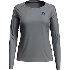 Odlo Women's Crew Neck Concord Sweatshirt, Grey Melange Leaves on Sleeve Print SS20, XL Odlo Women's Crew Neck Concord Sweatshirt, Grey Melange Leaves on Sleeve Print SS20, XL