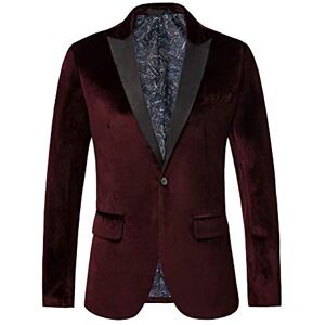 THWEI Mens Velvet Blazer Slim Fit Solid Blazer Sport Coat, Burgundy, L THWEI Mens Velvet Blazer Slim Fit Solid Blazer Sport Coat, Burgundy, L