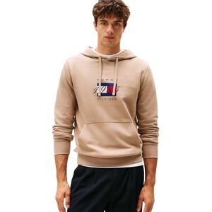 Tommy Hilfiger Men’s Linear Flag Graphic Cotton Hoodie, Beige (Coastal Taupe), L Tommy Hilfiger Men’s Linear Flag Graphic Cotton Hoodie, Beige (Coastal Taupe), L