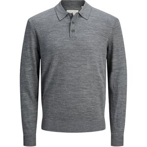 JACK & JONES Men's Jprccmerino Knit Polo Sn, Medium Grey Melange, L JACK & JONES Men's Jprccmerino Knit Polo Sn, Medium Grey Melange, L