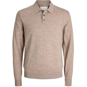 JACK & JONES Men's Jprccmerino Knit Polo Sn, Greige, L JACK & JONES Men's Jprccmerino Knit Polo Sn, Greige, L
