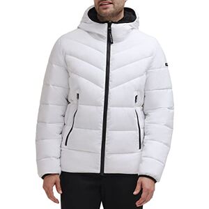 Calvin Klein Men's Heavyweight Short Puffer Jacket, Hooded Stretch White, M Calvin Klein Men's Heavyweight Short Puffer Jacket, Hooded Stretch White, M