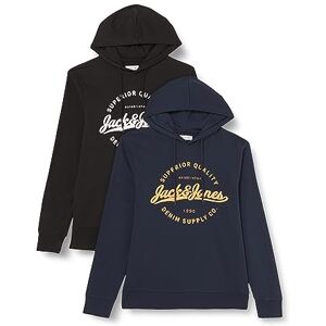 JACK & JONES Men's Jjstanli Sweat Hood 2pk Mp Sweatshirt, Black/Pack: Black and Navy, M JACK & JONES Men's Jjstanli Sweat Hood 2pk Mp Sweatshirt, Black/Pack: Black and Navy, M