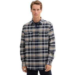 TOM TAILOR Men's 1043798 Shirt, 36637-Navy Offwhite Brown Check, L TOM TAILOR Men's 1043798 Shirt, 36637-Navy Offwhite Brown Check, L