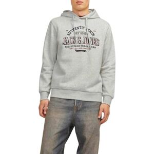 JACK & JONES Men's Jjelogo Sweat Hood 2 Col 24/25 Noos Sweatshirt, White Melange, L JACK & JONES Men's Jjelogo Sweat Hood 2 Col 24/25 Noos Sweatshirt, White Melange, L
