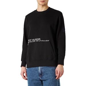 Tommy Hilfiger Men Badged Graphic Crewneck Sweatshirt without Zip, Black (Black), L Tommy Hilfiger Men Badged Graphic Crewneck Sweatshirt without Zip, Black (Black), L