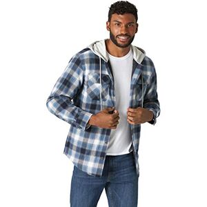 Wrangler Authentics Men's Long Sleeve Quilted Lined Flannel Shirt Jacket with Hood Button, Vintage Night, S Wrangler Authentics Men's Long Sleeve Quilted Lined Flannel Shirt Jacket with Hood Button, Vintage Night, S