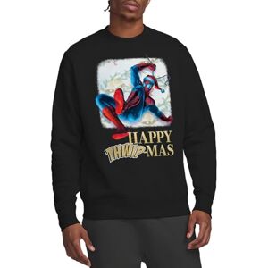 Marvel Press Marvel Spiderman Happy Thwipmas Christmas Window Unisex Sweatshirt, Black, Large Marvel Press Marvel Spiderman Happy Thwipmas Christmas Window Unisex Sweatshirt, Black, Large