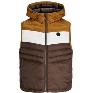 JACK & JONES Men's Jjesprint Bodywarmer Hood Vest, Mulch/Detail:Monks Robe/Moonbeam Blocking, S JACK & JONES Men's Jjesprint Bodywarmer Hood Vest, Mulch/Detail:Monks Robe/Moonbeam Blocking, S