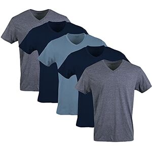 Gildan Men's V-Neck T-Shirts, Multipack, Style G1103 Undershirt, Navy/Heather Navy/Indigo Blue (5-Pack), M Gildan Men's V-Neck T-Shirts, Multipack, Style G1103 Undershirt, Navy/Heather Navy/Indigo Blue (5-Pack), M