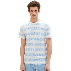 TOM TAILOR Men's 1036333 Paisley T-Shirt, 32028-White Blue Big Stripe, XXL TOM TAILOR Men's 1036333 Paisley T-Shirt, 32028-White Blue Big Stripe, XXL