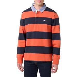 GANT Men's Reg Chambray Stripe Heavy Rugger Polo Shirt, Deep Orange, XL GANT Men's Reg Chambray Stripe Heavy Rugger Polo Shirt, Deep Orange, XL