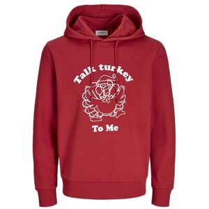 JACK & JONES Men's Jjxmas One Colour Funny Sweat Hood Sweatshirt, Scarlet Sage, M JACK & JONES Men's Jjxmas One Colour Funny Sweat Hood Sweatshirt, Scarlet Sage, M