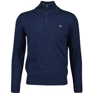 GANT Classic Cotton Half Zip, Dark Denim Blue Melange, S GANT Classic Cotton Half Zip, Dark Denim Blue Melange, S