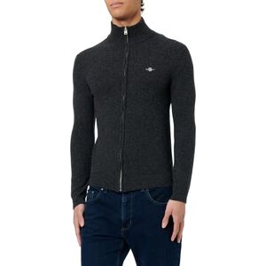 GANT Men's Extrafine Lambswool Zip Cardigan Sweater, Dark Grey Blend, 3XL GANT Men's Extrafine Lambswool Zip Cardigan Sweater, Dark Grey Blend, 3XL