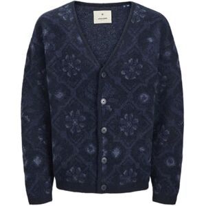 JACK & JONES Men's Jprblumagne Knit Cardigan Sweater, Night Sky/Pattern: Blue Pattern, L JACK & JONES Men's Jprblumagne Knit Cardigan Sweater, Night Sky/Pattern: Blue Pattern, L