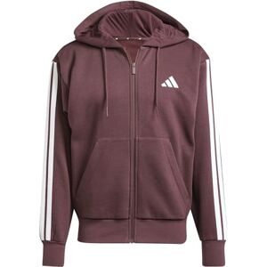 adidas Men's ESSENTIAL THREE STRIPES FLEECE ZIPPER HOODIE, aurora ruby/white, XS adidas Men's ESSENTIAL THREE STRIPES FLEECE ZIPPER HOODIE, aurora ruby/white, XS