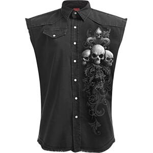 Spiral Skull Scroll Sleeveless Stone Washed Worker Black L Spiral Skull Scroll Sleeveless Stone Washed Worker Black L