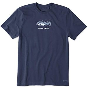 Life Is Good Men's Good Catch Fish Cotton Tee, Short Sleeve Crewneck Graphic T-Shirt, Darkest Blue, Large Life Is Good Men's Good Catch Fish Cotton Tee, Short Sleeve Crewneck Graphic T-Shirt, Darkest Blue, Large