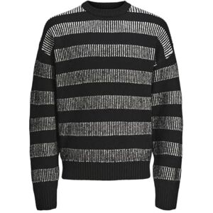 JACK & JONES Men's Jcospace Knit Crew Neck Sn Jumper, Black/Stripes: White, X-Small JACK & JONES Men's Jcospace Knit Crew Neck Sn Jumper, Black/Stripes: White, X-Small