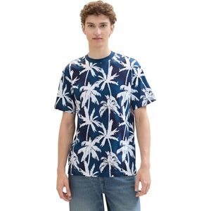 Tom Tailor Denim Men's 1042061 Relaxed fit t-Shirt with Palm Tree Print, 35500-Dark Color Run, S Tom Tailor Denim Men's 1042061 Relaxed fit t-Shirt with Palm Tree Print, 35500-Dark Color Run, S