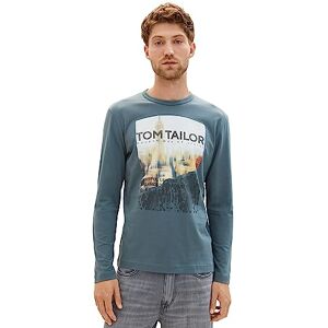 TOM TAILOR Men's Long-Sleeved Shirt with Photo Print Made of Cotton, 32506-dusty Dark Teal, XXL TOM TAILOR Men's Long-Sleeved Shirt with Photo Print Made of Cotton, 32506-dusty Dark Teal, XXL