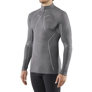 FALKE Men's Wool-Tech High Zip Neck M L/S SH Thermal Breathable Quick Dry 1 Piece Base Layer Top, Grey (Grey-Heather 3757), S FALKE Men's Wool-Tech High Zip Neck M L/S SH Thermal Breathable Quick Dry 1 Piece Base Layer Top, Grey (Grey-Heather 3757), S