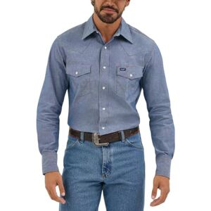 Wrangler Mens Cowboy Cut Western Long Sleeve Snap Work Washed Finish Button Down Shirts, Medium Blue Chambray, 18.5-38 US, Medium Blue Chambray, Medium Wrangler Mens Cowboy Cut Western Long Sleeve Snap Work Washed Finish Button Down Shirts, Medium Blue Chambray, 18.5-38 US, Medium Blue Chambray, Medium