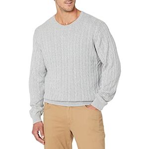 Amazon Essentials Men's Crewneck Cable Cotton Jumper, Light Grey Heather, XL Amazon Essentials Men's Crewneck Cable Cotton Jumper, Light Grey Heather, XL