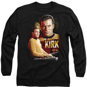 Star Trek Captain Kirk Mens Long Sleeve T Shirt, Black, S Star Trek Captain Kirk Mens Long Sleeve T Shirt, Black, S