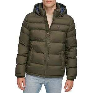 Tommy Hilfiger Men's Down Alternative Hooded Puffer Jacket (Standard and Big & Tall) Down Outerwear Coat, Olive, US Large Tommy Hilfiger Men's Down Alternative Hooded Puffer Jacket (Standard and Big & Tall) Down Outerwear Coat, Olive, US Large