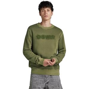 G-STAR Men's Indigo Distressed Logo Sweater, Green (shadow olive gd D24410-D575-D033), XXL G-STAR Men's Indigo Distressed Logo Sweater, Green (shadow olive gd D24410-D575-D033), XXL