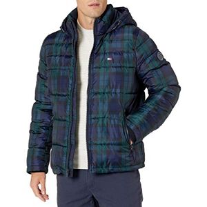 Tommy Hilfiger Men's Hooded Puffer Jacket Down Alternative Coat, Black Watch Plaid, M Tommy Hilfiger Men's Hooded Puffer Jacket Down Alternative Coat, Black Watch Plaid, M