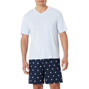 Amazon Essentials Men's Cotton Poplin Pyjama Shorts with Cotton T-Shirt Set, Ducks/Light Blue, XXL Amazon Essentials Men's Cotton Poplin Pyjama Shorts with Cotton T-Shirt Set, Ducks/Light Blue, XXL