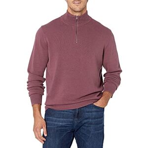 Amazon Essentials Men's 100% Cotton Quarter-Zip Jumper, Plum, M Amazon Essentials Men's 100% Cotton Quarter-Zip Jumper, Plum, M