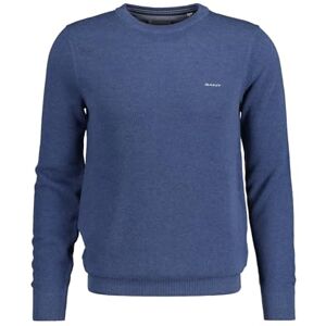 GANT Men's Cotton Pique C-neck Pullover Sweater , Denim Blue Mel,XXL GANT Men's Cotton Pique C-neck Pullover Sweater , Denim Blue Mel,XXL