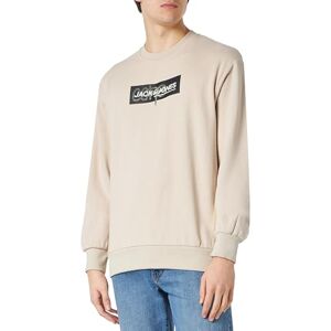 JACK & JONES Men's Jcoaop Logo Sweat Crew Neck Gc Sweatshirt, Moonbeam, S JACK & JONES Men's Jcoaop Logo Sweat Crew Neck Gc Sweatshirt, Moonbeam, S